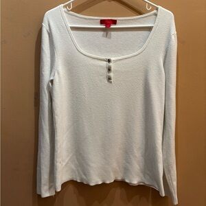 Jennifer Lopez White Long Sleeve Scoop Neck Sweater Size XL
